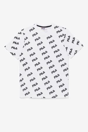 FILA Diagonal Logo Tee Shirts White / Black,Mens Clothing | CA.UTRZFX893